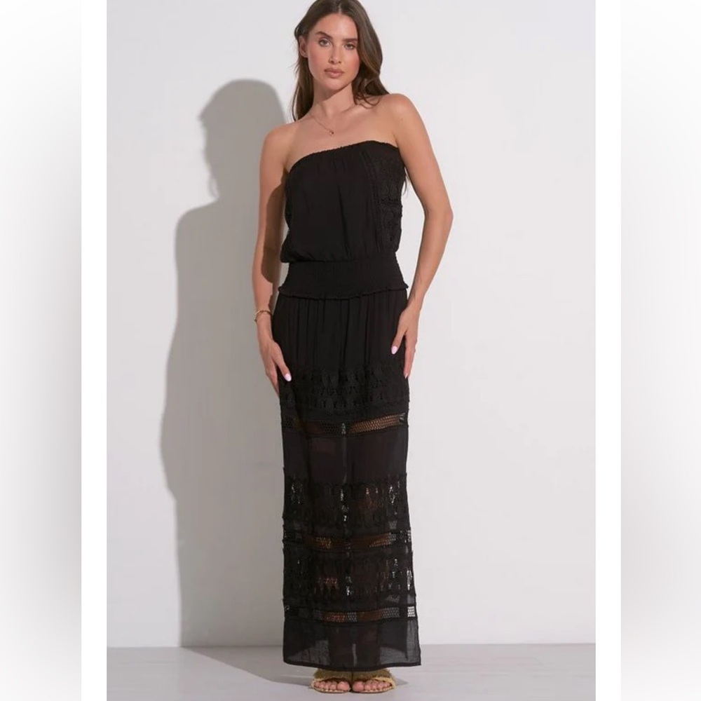 Elan Black Strapless Maxi Dress - cover up summer